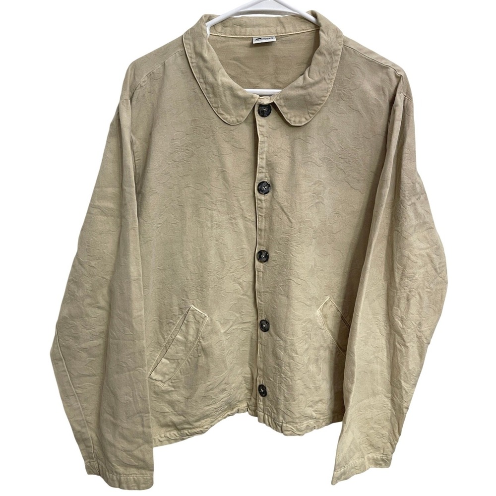 CP Shades Beige Tonal Floral Jacquard Cotton Jacket Size L Minimalist‎ Capsule